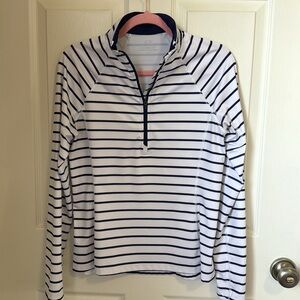 Vineyard Vines Navy and White Striped Quarter-Zip Pullover